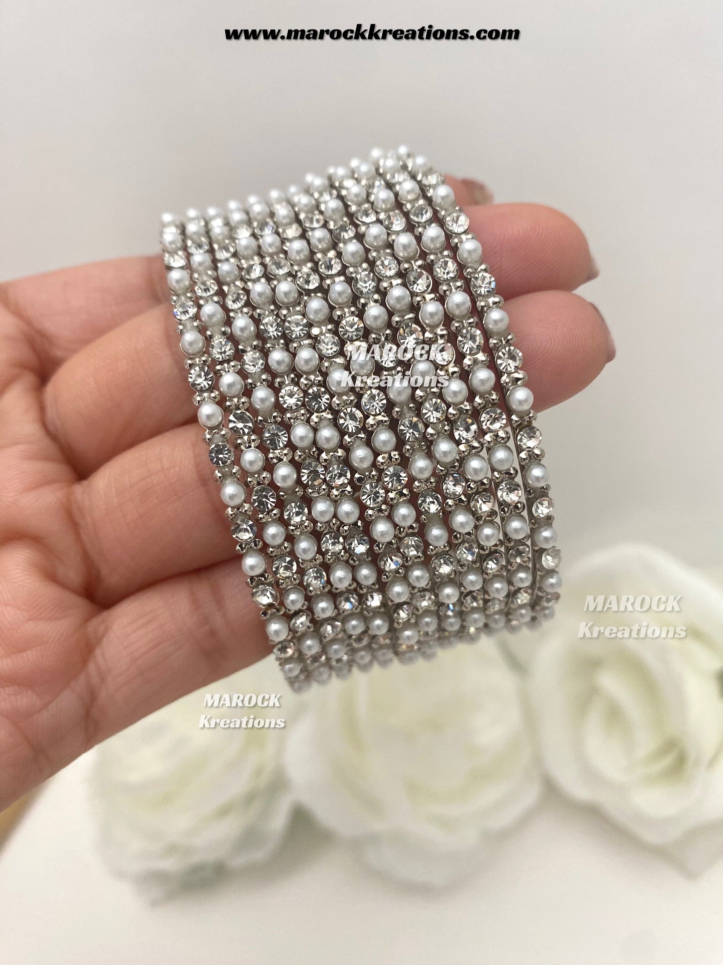Kimmi Pearl and stones Bangles (Set of 12)