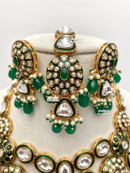 Amisha Premium Quality Kundan Meenakari Statement Necklace set