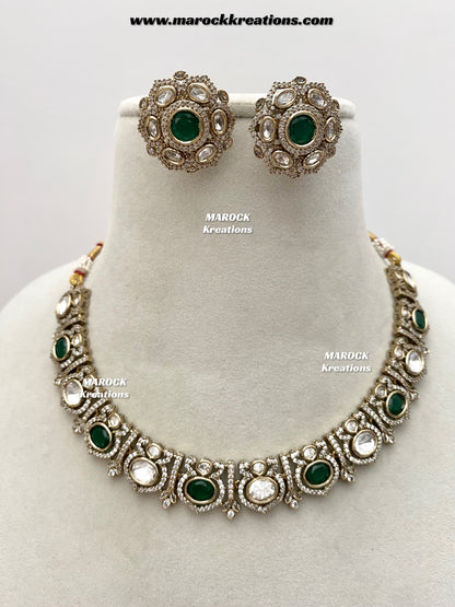 Sophia Premium Quality Moissanite Kundan Necklace set