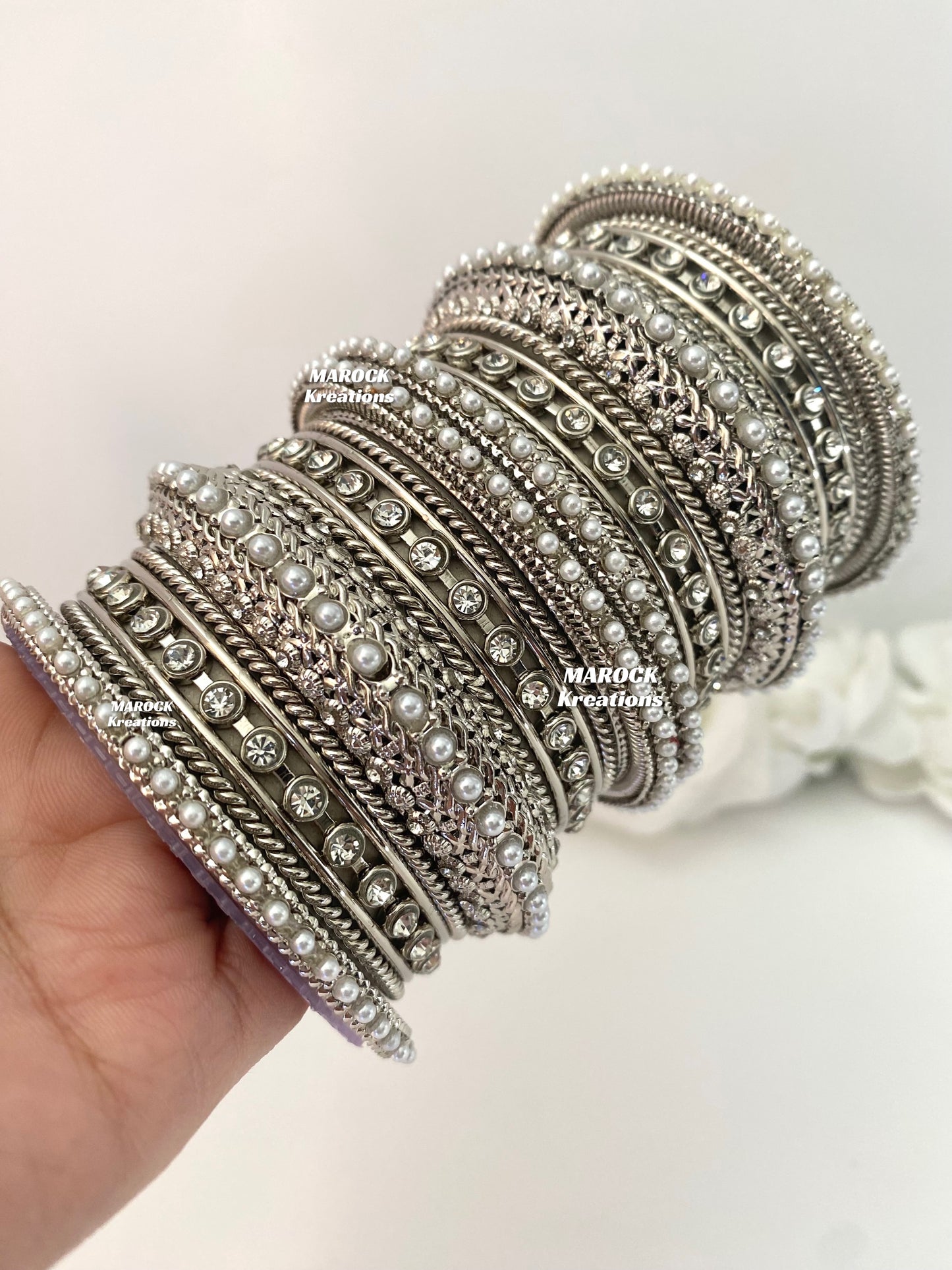 Premium Quality Silver Bangles/Kade set for both hands
