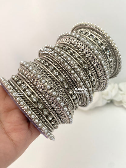 Premium Quality Silver Bangles/Kade set for both hands