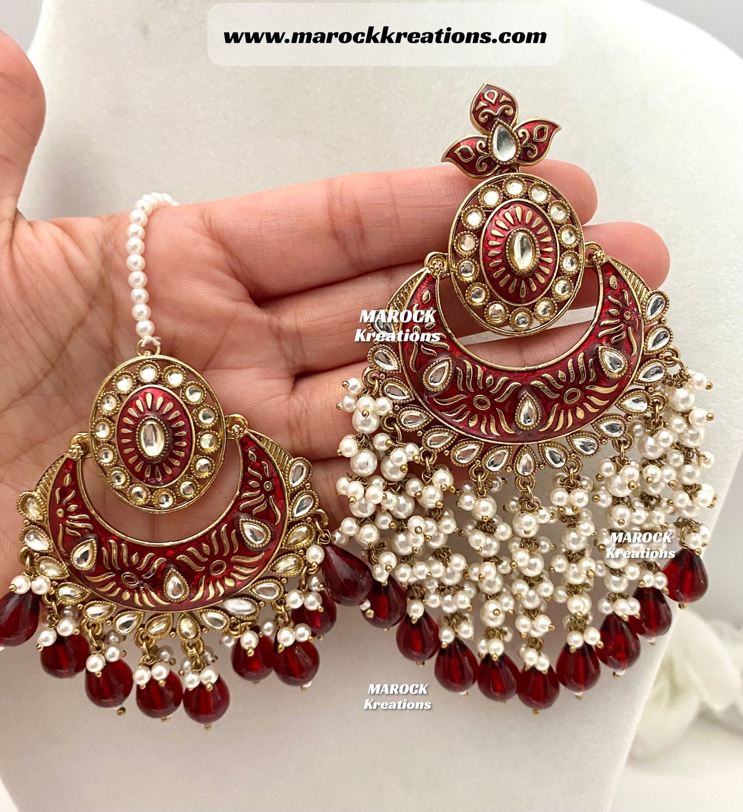 Ishika Premium Quality Kundan Meenakari Oversized Statement Earrings and tikka set