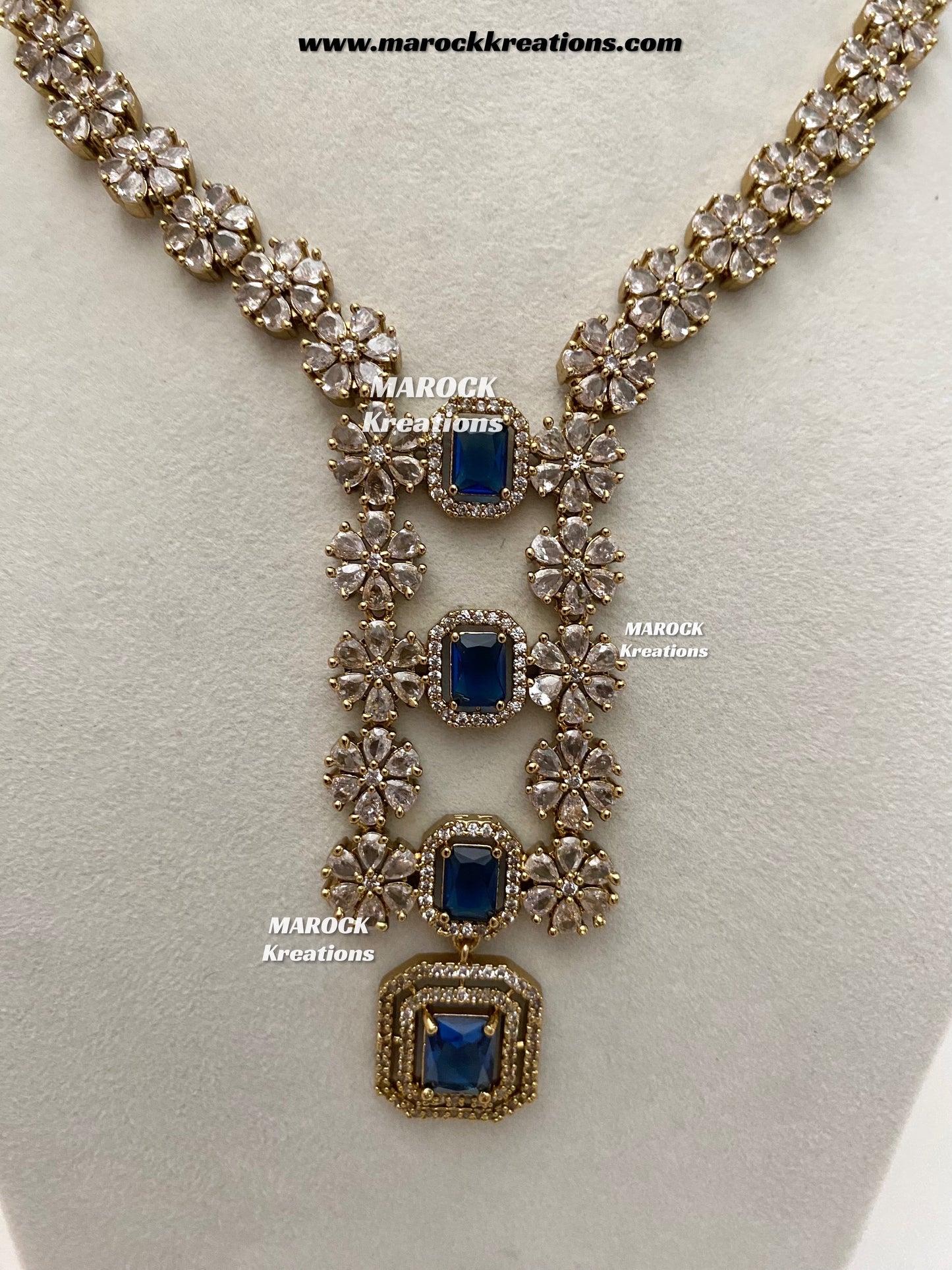 Claudia Antique Gold American Diamond Statement Necklace set