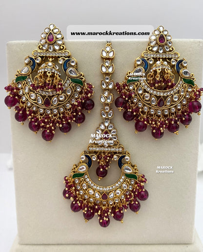 Premium Quality Kundan Earrings and tikka set