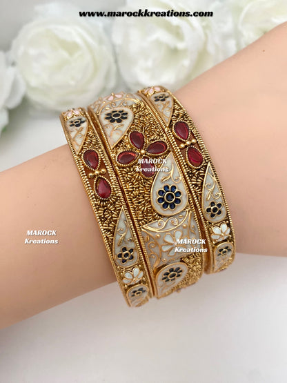 Ashmita Premium Quality Gold plated Meenakari statement Bangles/Kangan