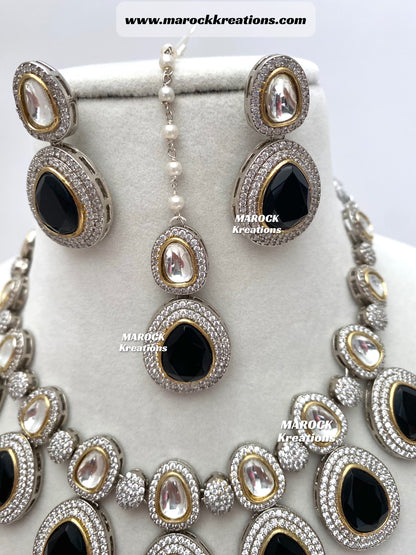 Evelyn Tyani inspired Premium Quality dual tone Kundan Necklace set