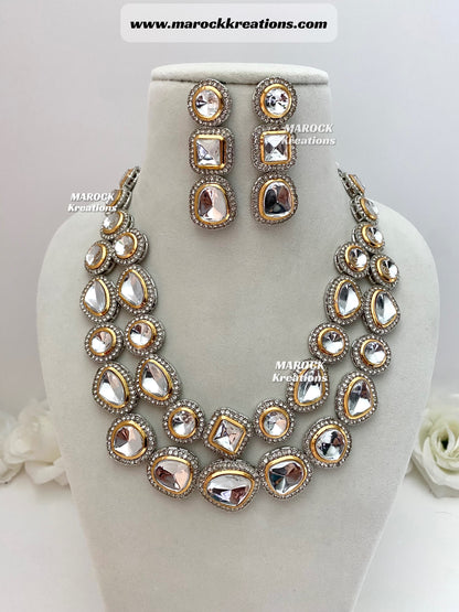 Shreya Kundan double layer Necklace set