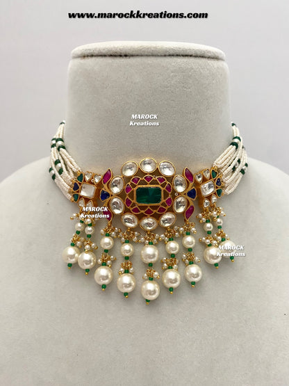 Divya Paachi Kundan Gold plated exclusive choker set