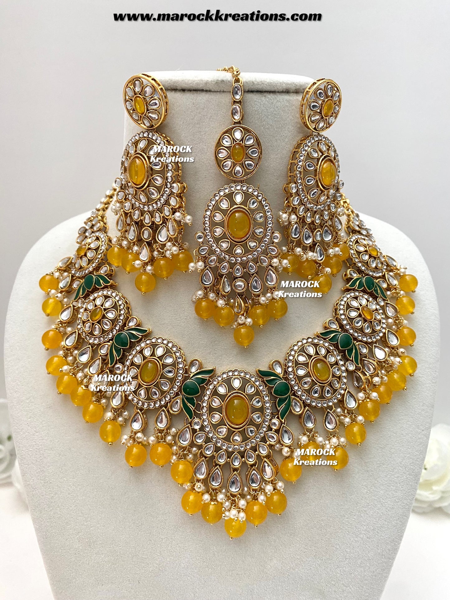 Iqra Premium Quality Kundan Meenakari Statement Necklace set