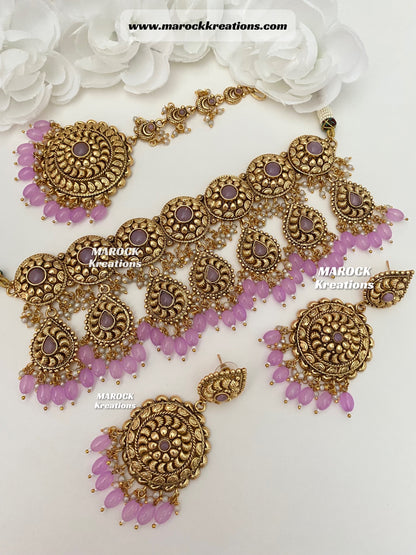 Trendy Gold plated traditional choker sets