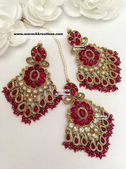 Premium Quality Kundan Earrings and tikka set