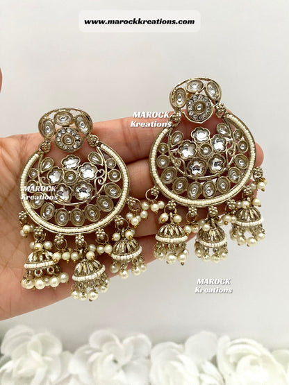 Bollywood style Kundan Statement Earrings