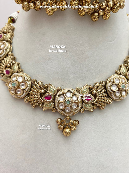 Nafeesa Premium Quality Gold Plated Rajwadi Necklace set