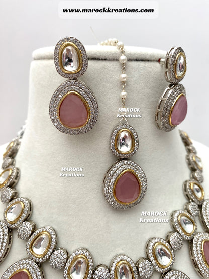 Evelyn Tyani inspired Premium Quality dual tone Kundan Necklace set