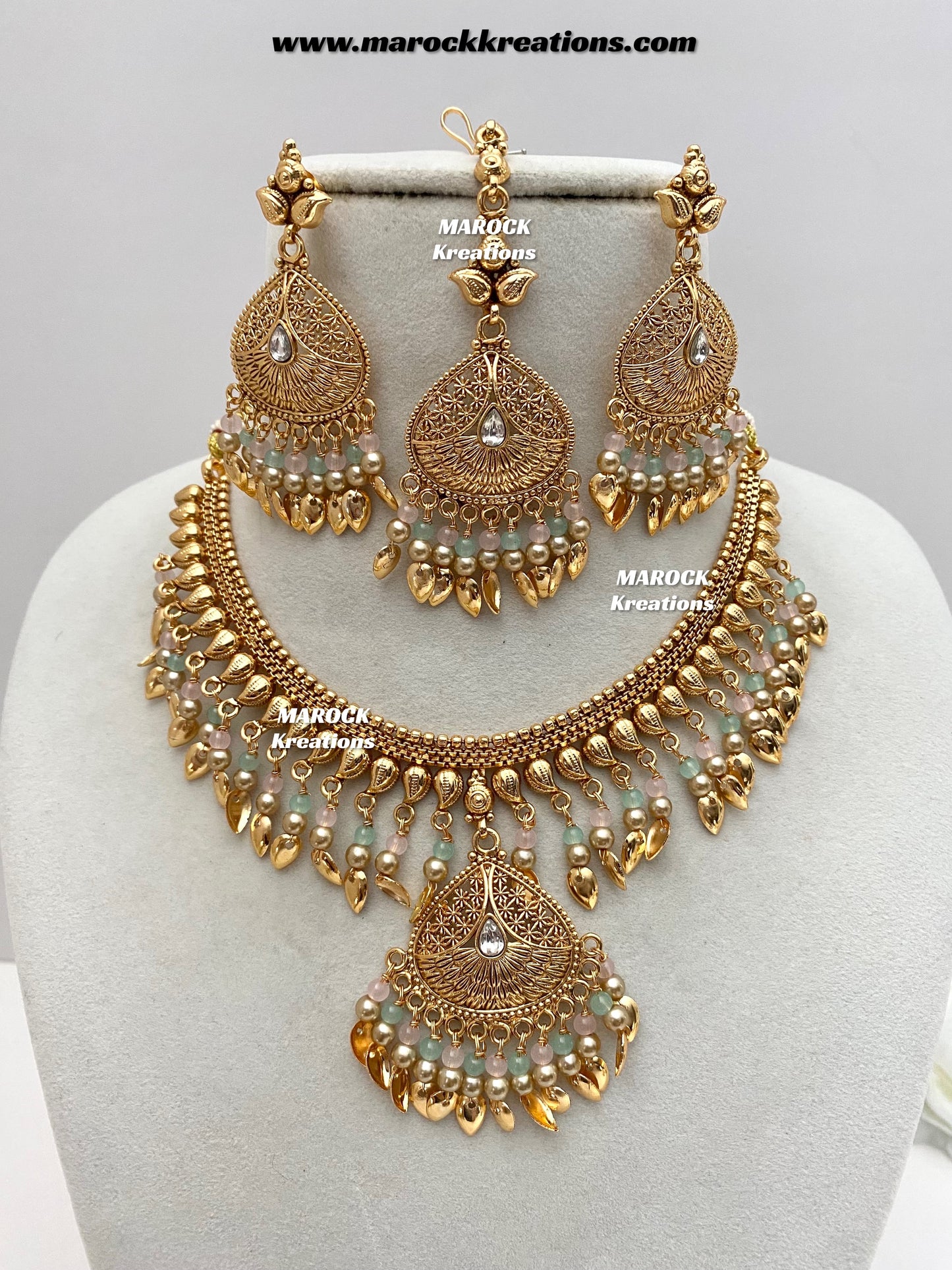Diya Premium Quality Gold Plated peepal patti necklace set
