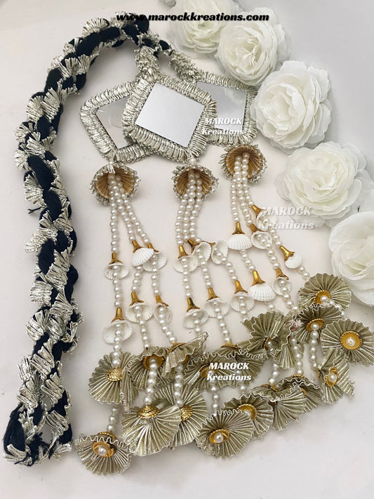 Gotta patti mirror parandi with lace /Hair dori/Jago braid accessories