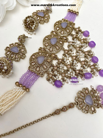 Amaira Antique Gold Polki choker set