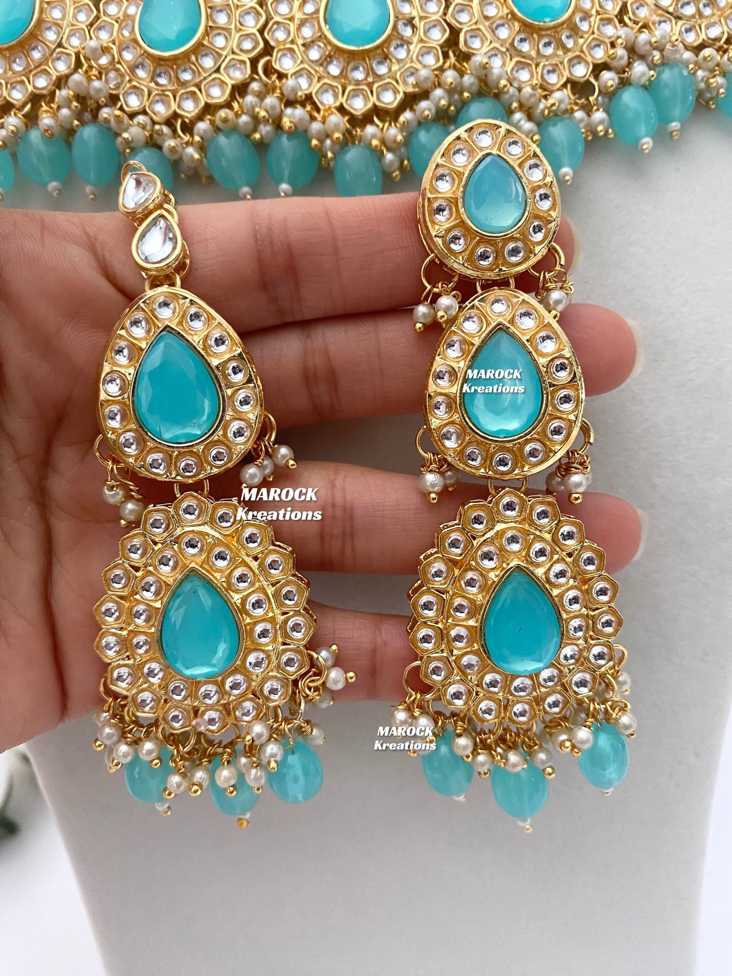 Premium Quality Thappa Kundan Necklace set/Bridal set