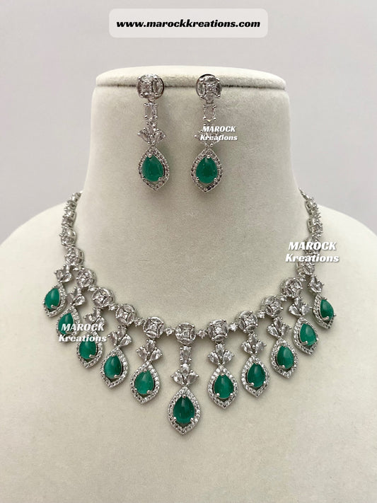 Silver American Diamond Necklace set