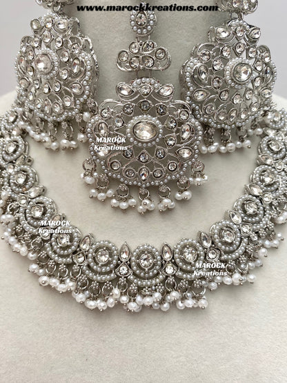 Silver Stone Necklace set