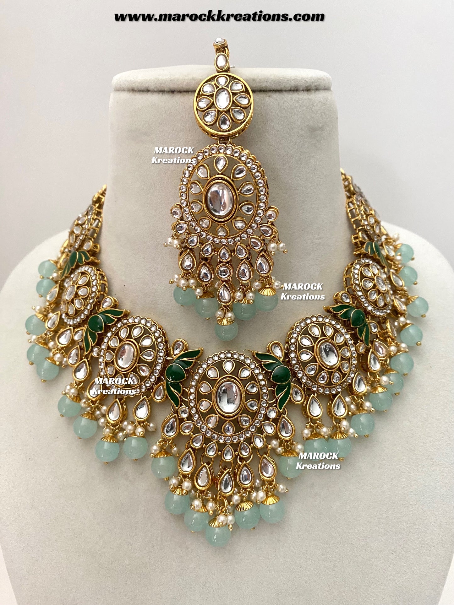 Iqra Premium Quality Kundan Meenakari Statement Necklace set
