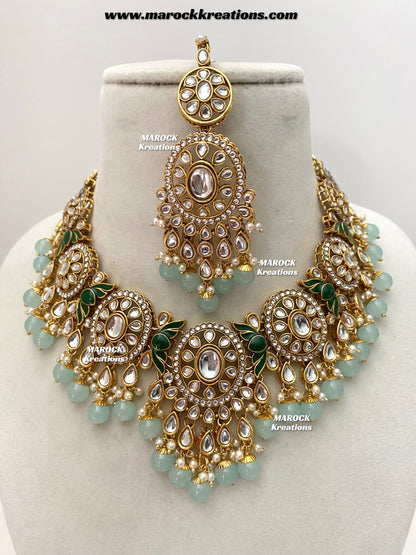 Iqra Premium Quality Kundan Meenakari Statement Necklace set