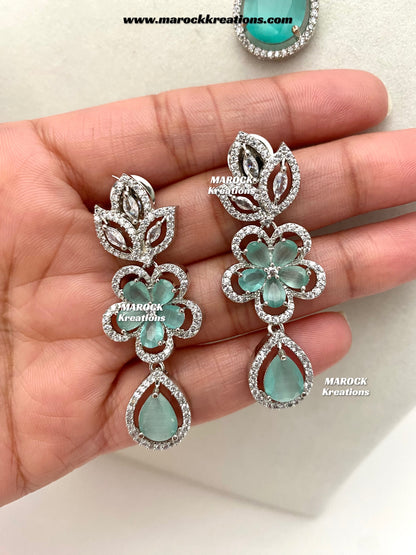 Sibani Silver American Diamond Necklace set