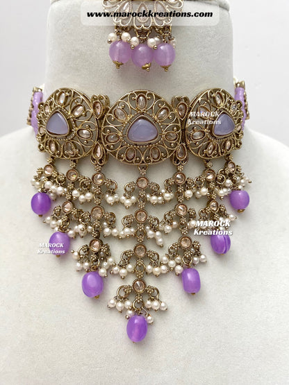 Amaira Antique Gold Polki choker set
