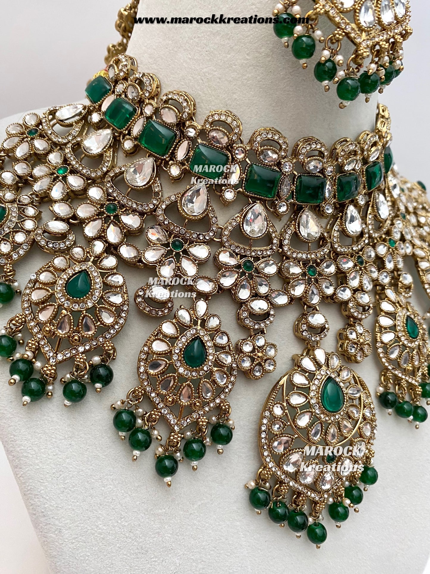 Shinal Uncut Polki Statement Necklace set/Bridal set