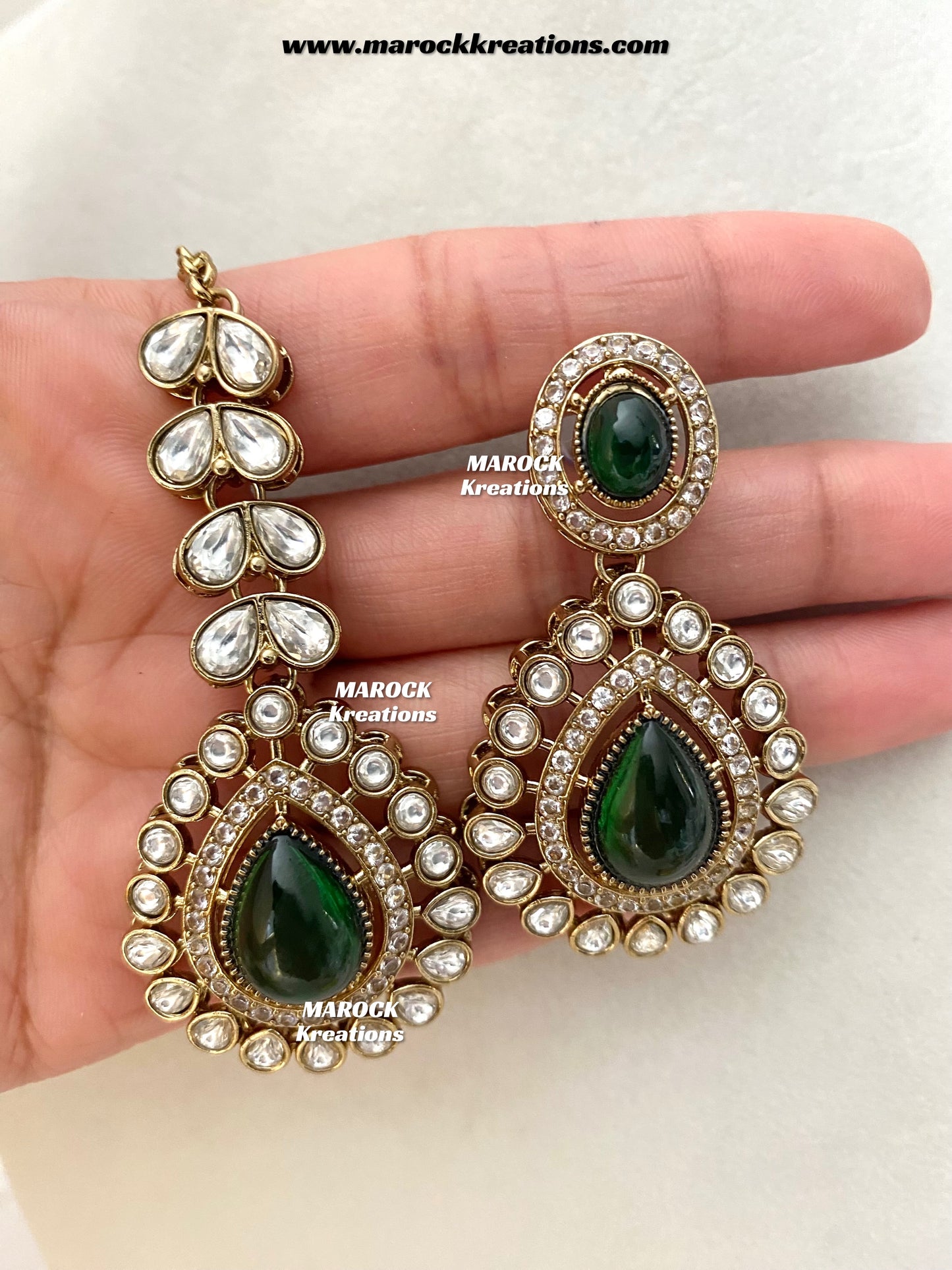 Zafina Premium Quality Moissanite Kundan Statement Choker/Necklace set