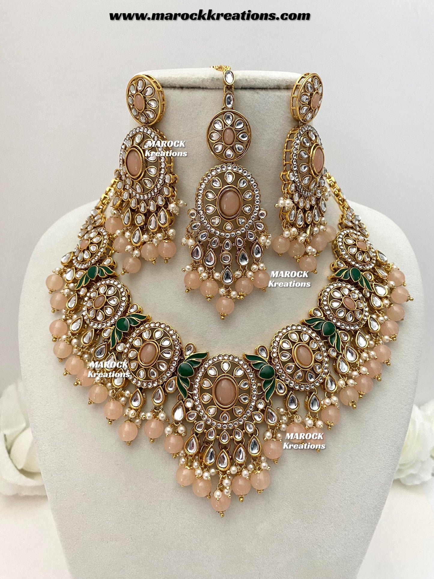 Iqra Premium Quality Kundan Meenakari Statement Necklace set