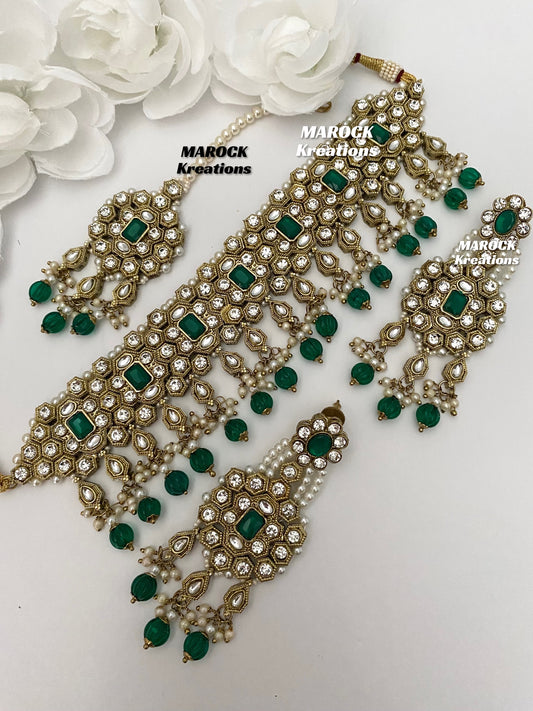 Antique Gold Kundan choker sets