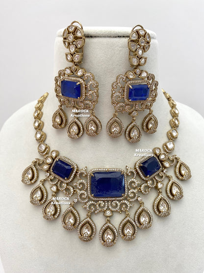Labiba Sabyasachi inspired Premium Quality Moissanite Kundan with doublet stone Statement Necklace set