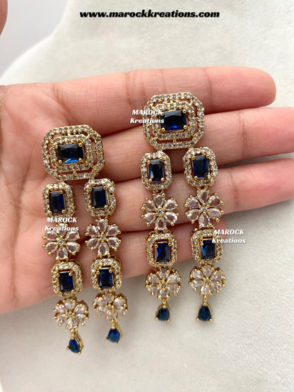 Arvin Antique Gold American Diamond triple layer Statement Necklace set