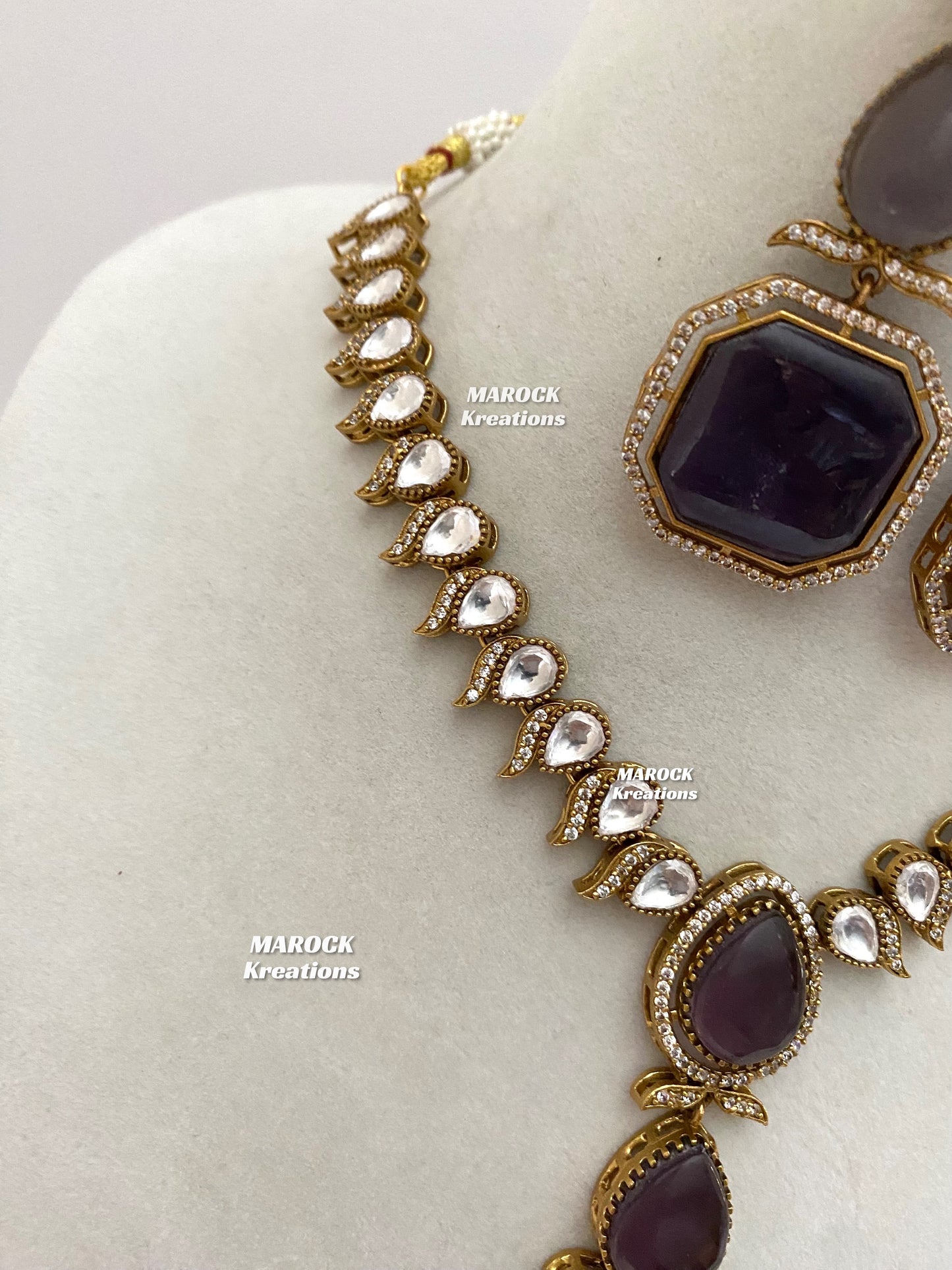 Elsie Tyani inspired Premium Quality Moissanite Kundan Necklace set