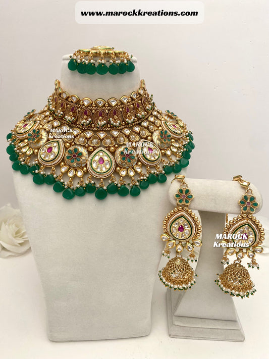 Padmavat Premium Quality Gold plated Pachi Kundan exclusive Bridal set