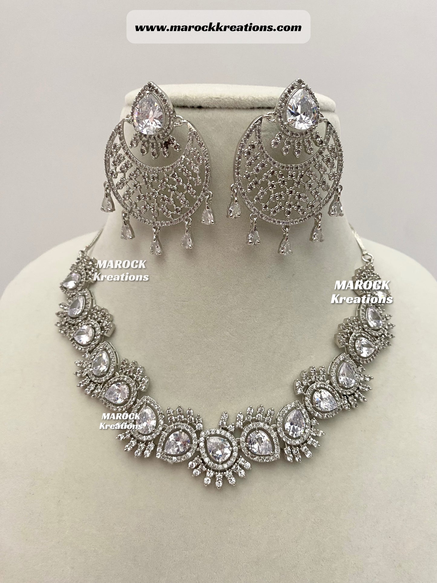 Silver American Diamond Necklace set