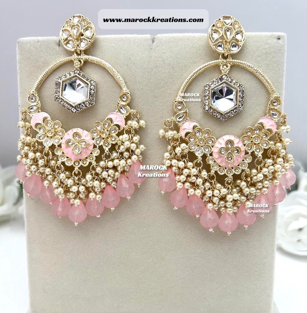 Light Gold Kundan Statement Earrings