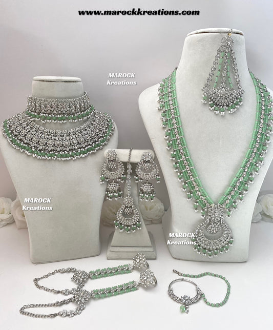 Sarwat Premium Quality Pakistani Silver Mint Bridal set/bridal jewelry