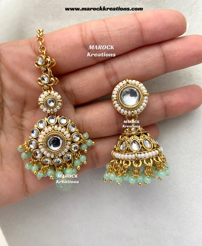 Akshi Premium Quality Kundan Single line Necklace set