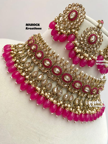 Antique Gold Polki choker sets