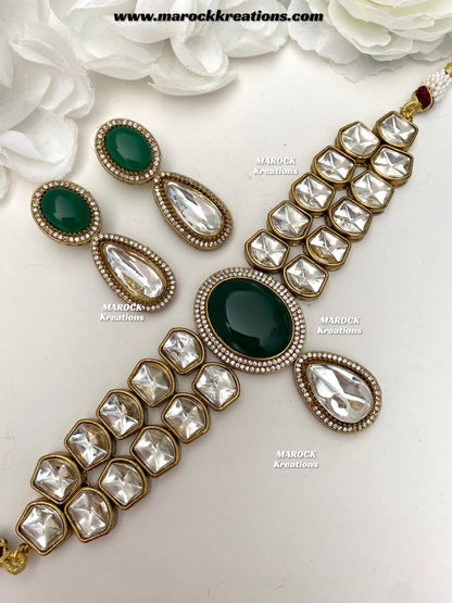 Luxna Premium Quality Kundan Statement Choker set