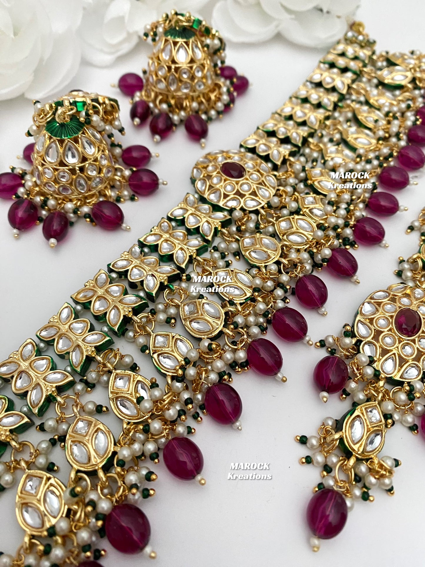 Premium Quality Thappa Kundan Statement Choker set