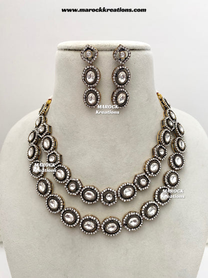 Sheenam Victorian Kundan Double layer Necklace set