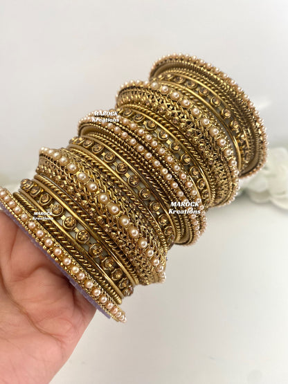 Premium Quality Golden Bangles/Kade set for both hands