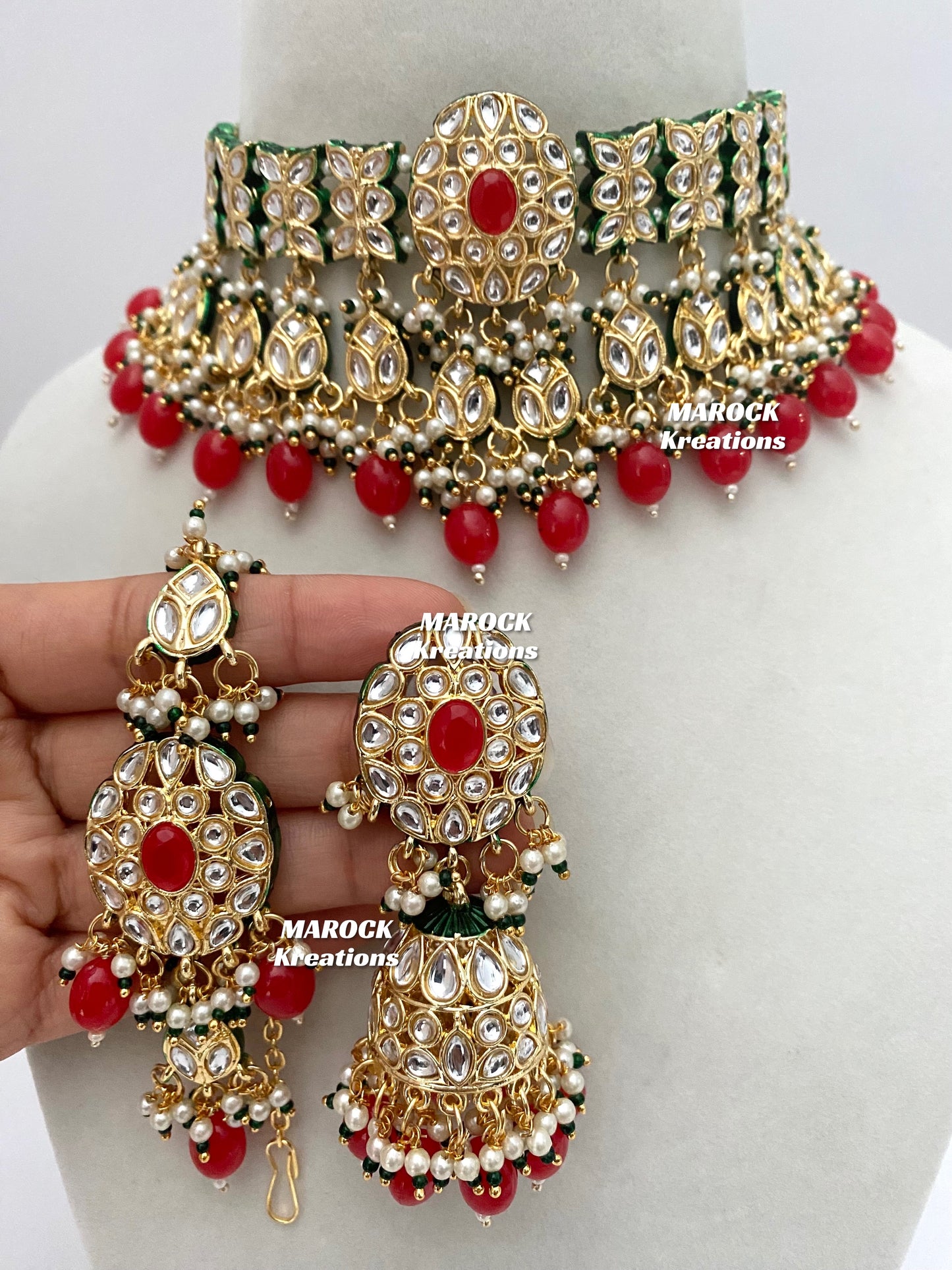 Premium Quality Thappa Kundan Statement Choker set