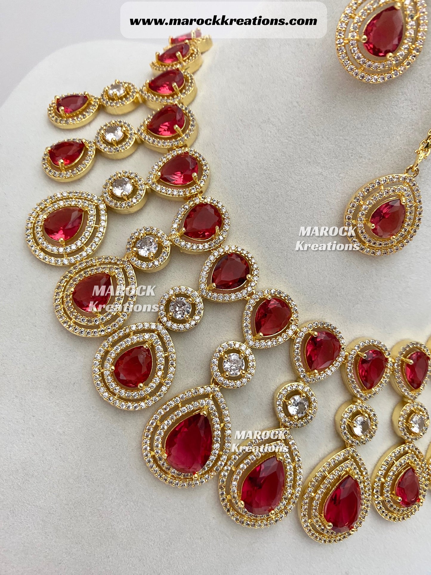 Soha Golden American Diamond Necklace set