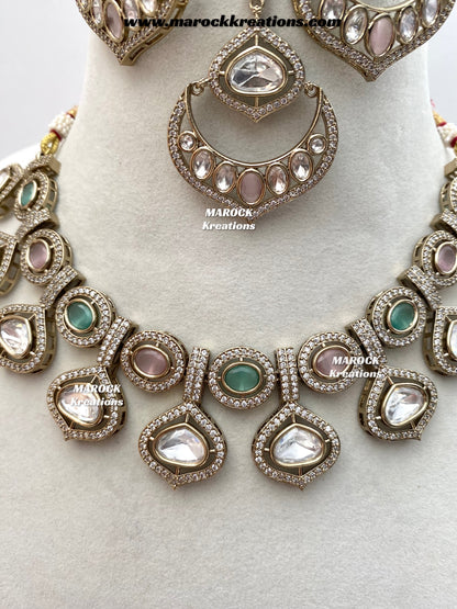 Gunjan Premium Quality Moissanite Kundan Necklace set