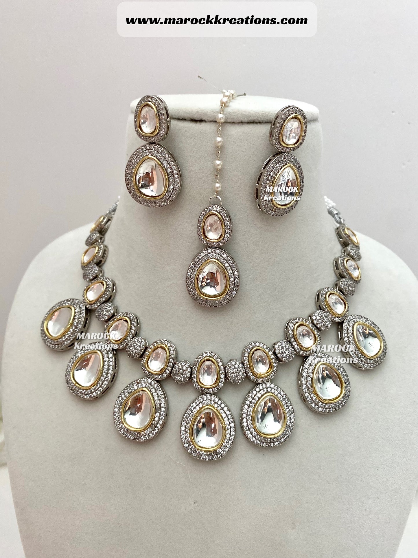 Evelyn Tyani inspired Premium Quality dual tone Kundan Necklace set