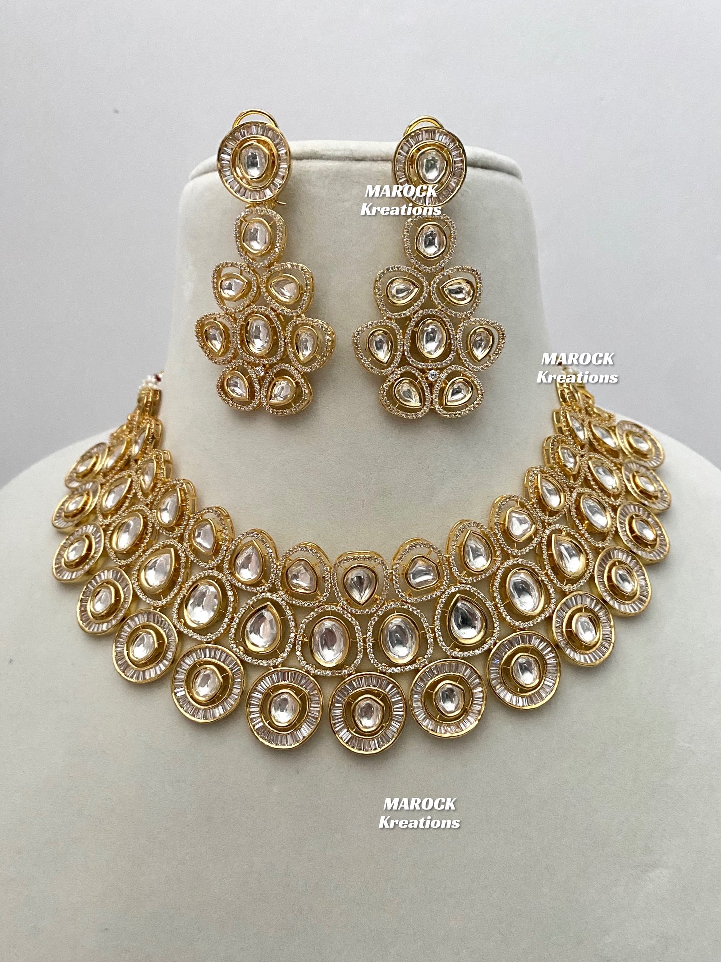 Tyani inspired Premium Quality Gold plated real kundan Necklace set